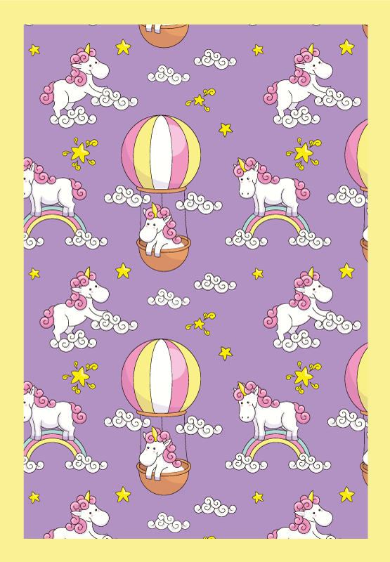 unicorn with a balloon vinyl rug - TenStickers