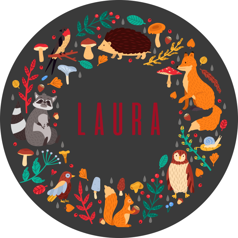 Personalized Woodland nursery vinyl rug - TenStickers