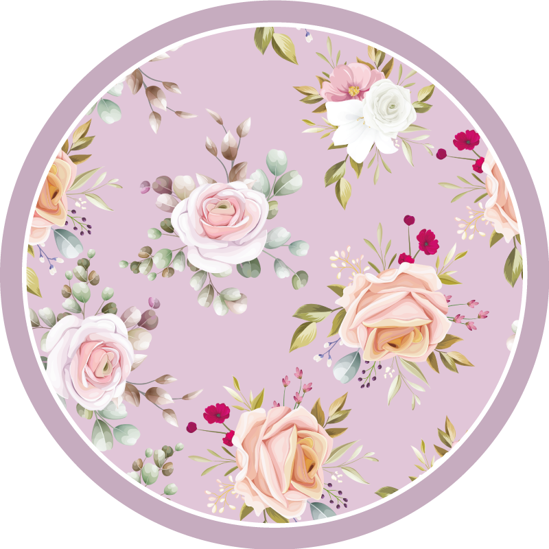 Floral Circle Elegance flower vinyl rug - TenStickers