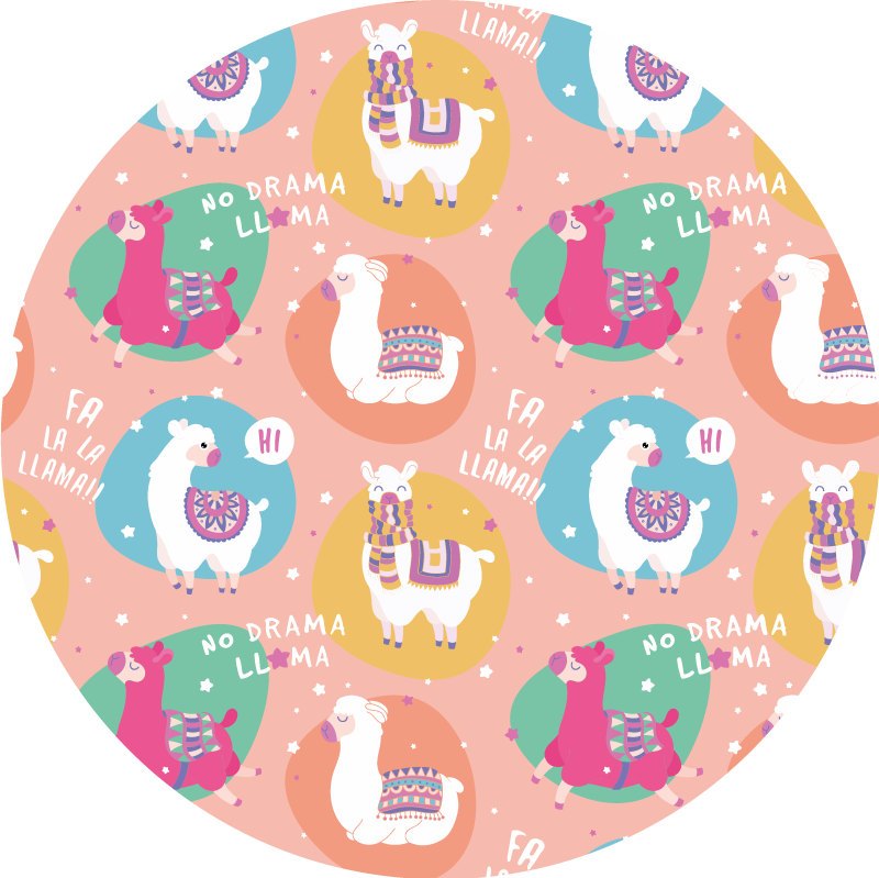 Lively Llama Circle vinyl rug - TenStickers