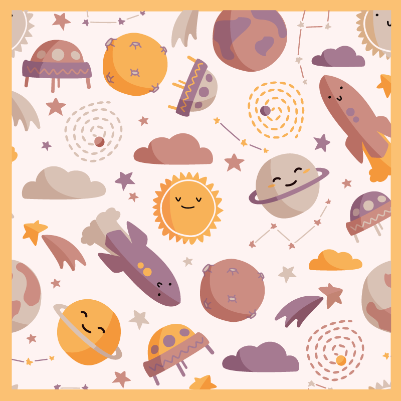 Playful Space Theme kids vinyl rug - TenStickers
