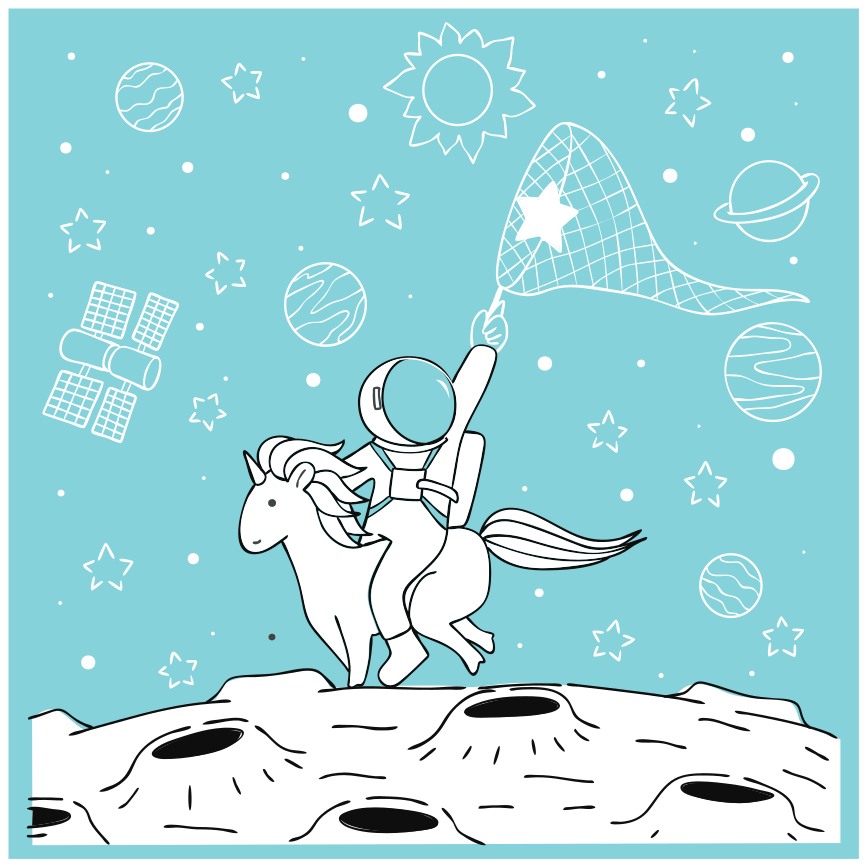 Astronaut riding unicorn animal rug - TenStickers