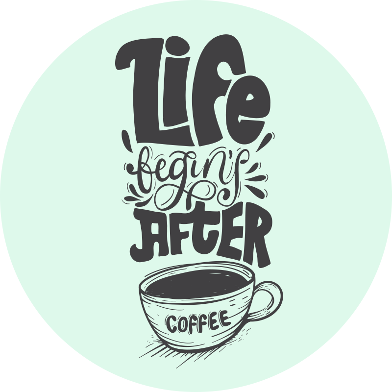 coffee cup silhouette with lettering modern rug - TenStickers