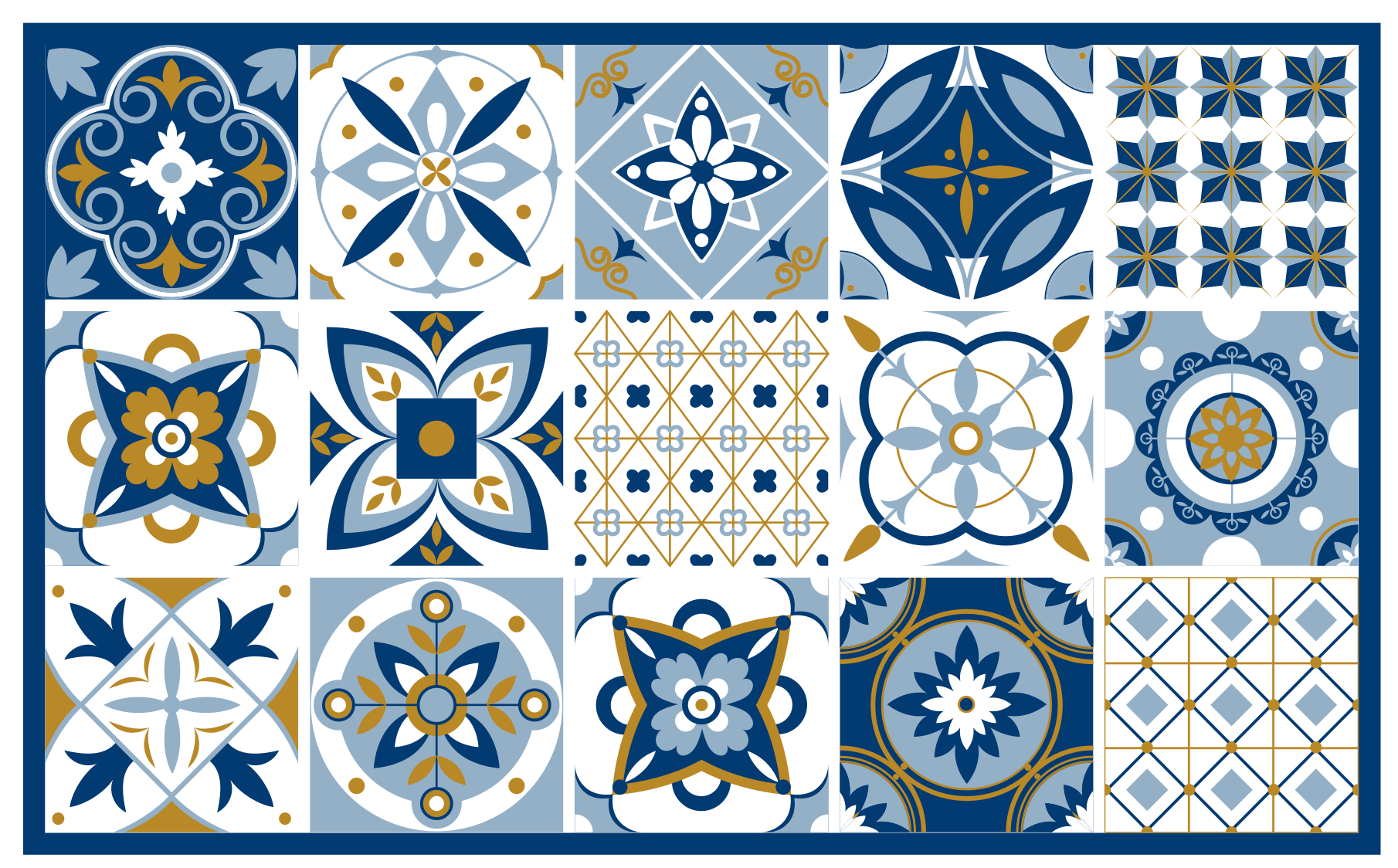 Blue Square tiles  kitchen vinyl rug - TenStickers