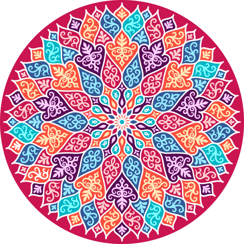 Colorful Mandala Motif mandala vinyl rug - TenStickers