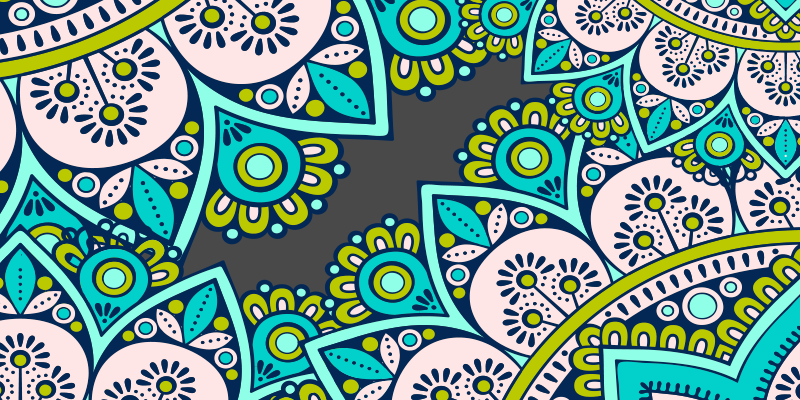 Mandala vinyl rug with lively floral design - TenStickers