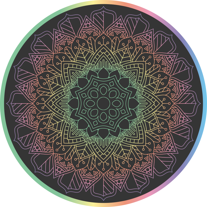 Rainbow mandala mandala vinyl rug - TenStickers