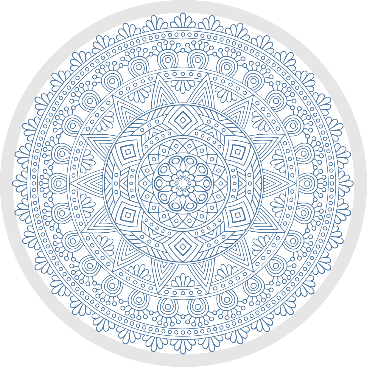 Complex Blue Motif mandala vinyl rug - TenStickers