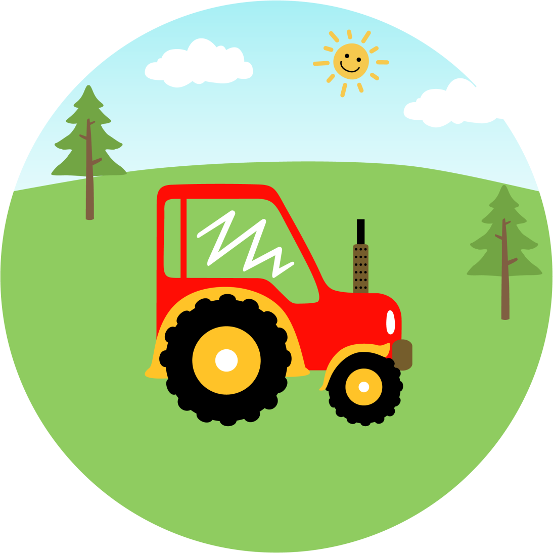 Farm red tractor kids vinyl rug - TenStickers