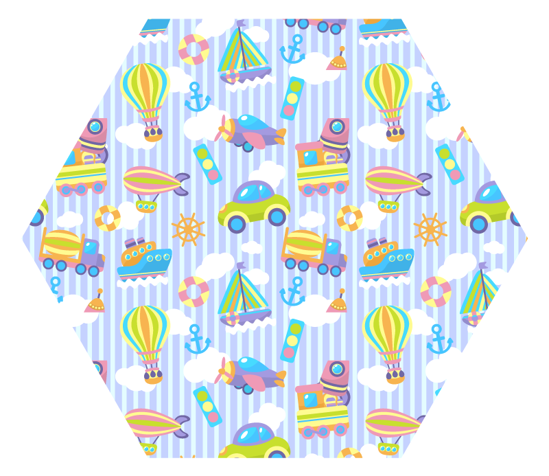 Truck, plane and bus kids vinyl rug - TenStickers