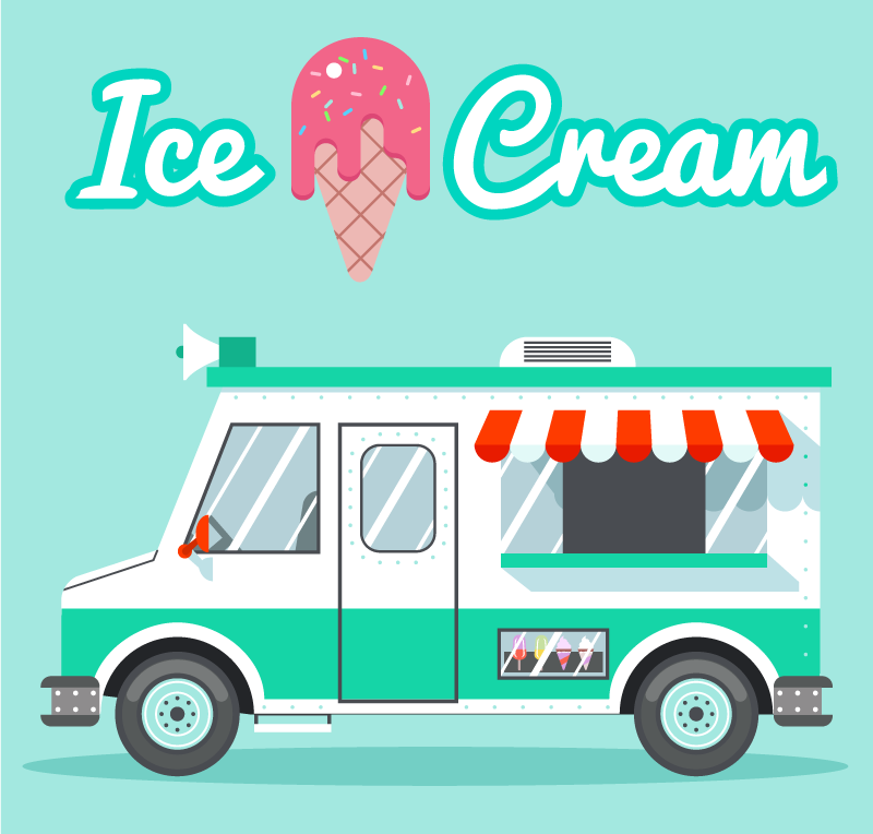 Ice cream truck kids vinyl rug - TenStickers