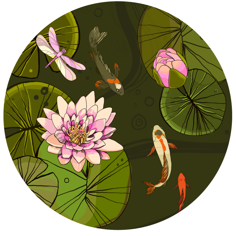 Lotus on water floral vinyl rug - TenStickers