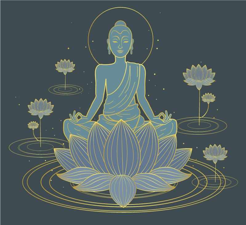 Lotus and Buddha floral vinyl rug - TenStickers