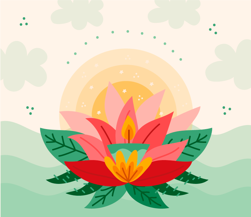 Lotus Blossom Illustration flower vinyl rug - TenStickers