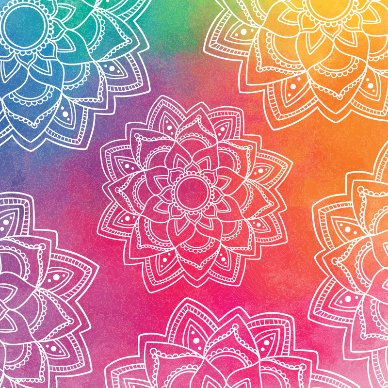 Rainbow colour background mandala vinyl rug - TenStickers