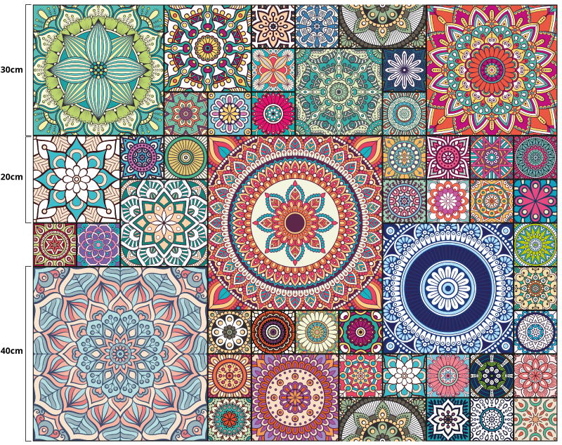 Mandala tiles mandala vinyl rug - TenStickers