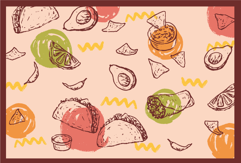 Cute cartoon taco kitchen floor tiles - TenStickers