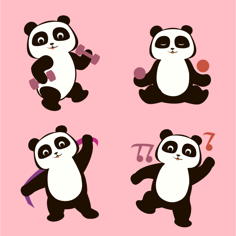 Fitness Panda animal vinyl rug - TenStickers