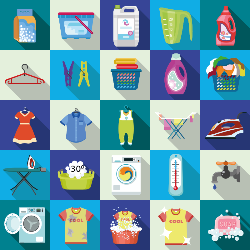 Laundry colourful icons custom rug - TenStickers