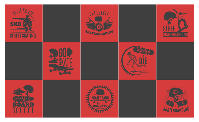 Red and Black Skateboarding teen vinyl rug - TenStickers