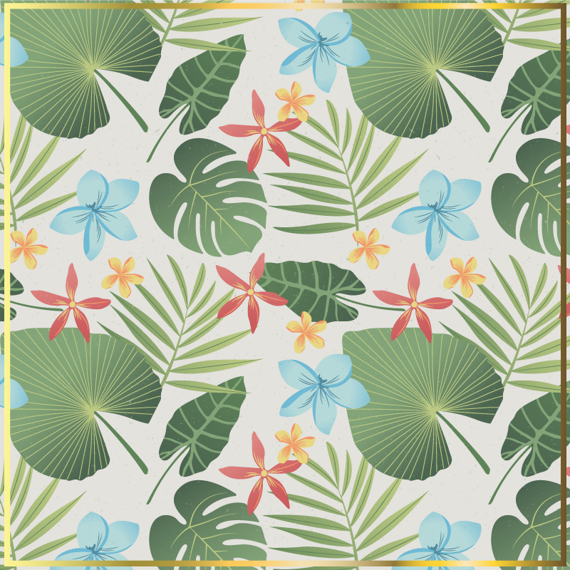 Tropical Floral Design flower vinyl rug - TenStickers