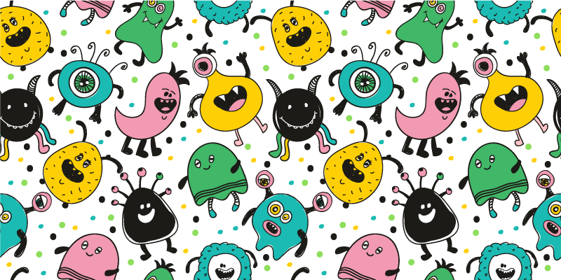 Playful Monster Illustration vinyl rug - TenStickers