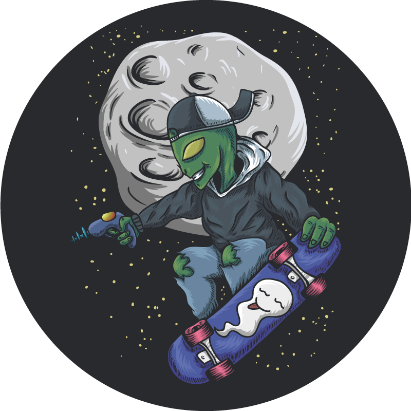Skateboarding Alien vinyl rug - TenStickers
