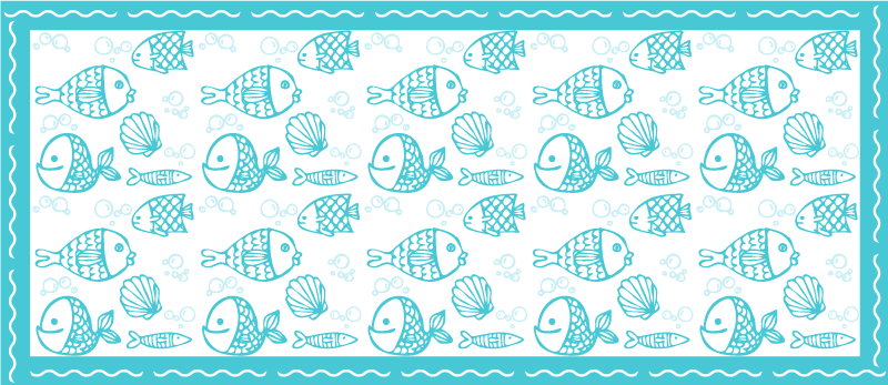 Blue aquatic animals kitchen vinyl rug - TenStickers