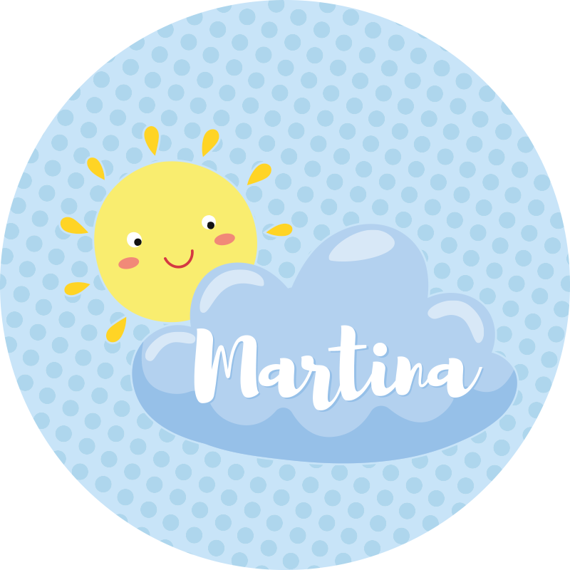 Sun and cloud with name vinyl rug - TenStickers
