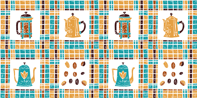 Coffee Pot Mosaic kitchen vinyl rug - TenStickers