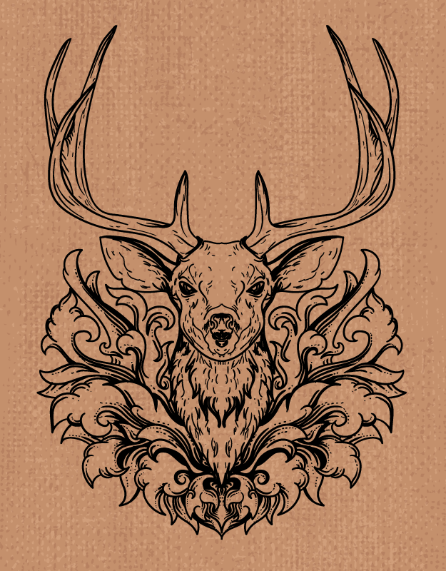 Stag Black and Brown animal rug - TenStickers