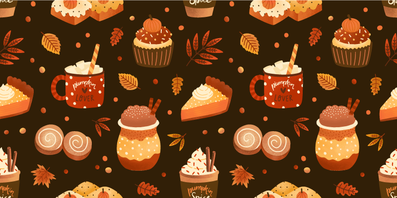 Autumn spices pattern kitchen floor tiles - TenStickers