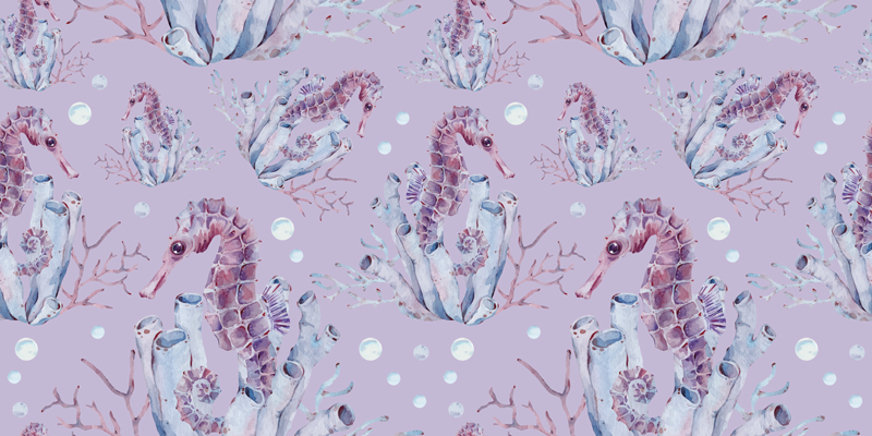 Watercolor seahorse animal vinyl rug - TenStickers