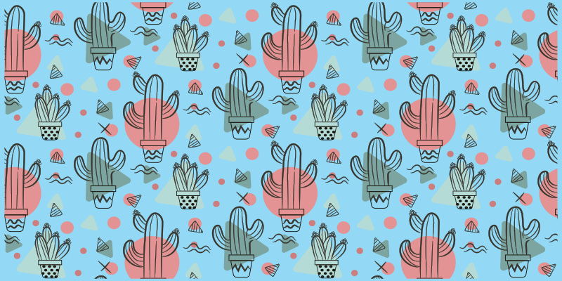 Cactuses pattern kitchen vinyl rug - TenStickers