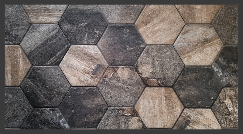 Hexagonal grey motif stone effect vinyl rug - TenStickers