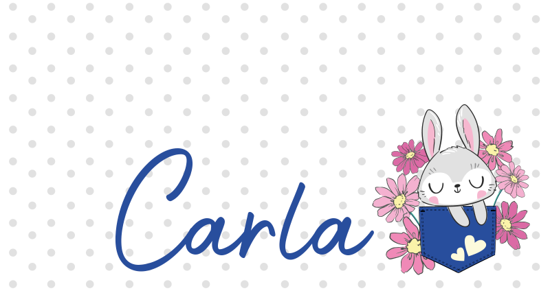 Grey bunny with name vinyl rug - TenStickers