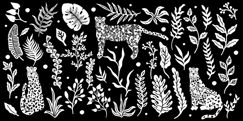 Monstera and leopards nature vinyl rug - TenStickers