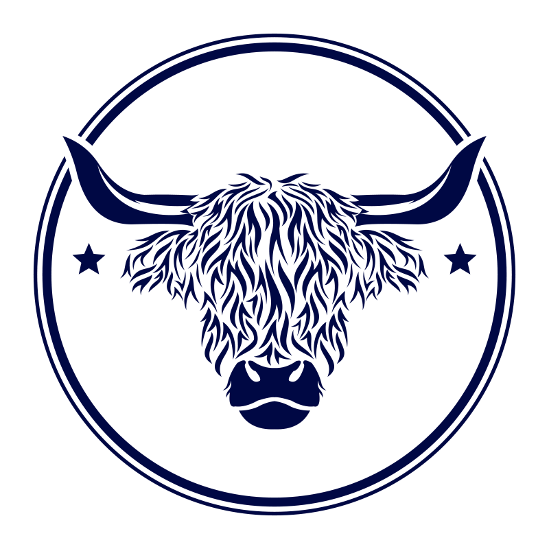 Highland Cow Emblem animal vinyl rug - TenStickers