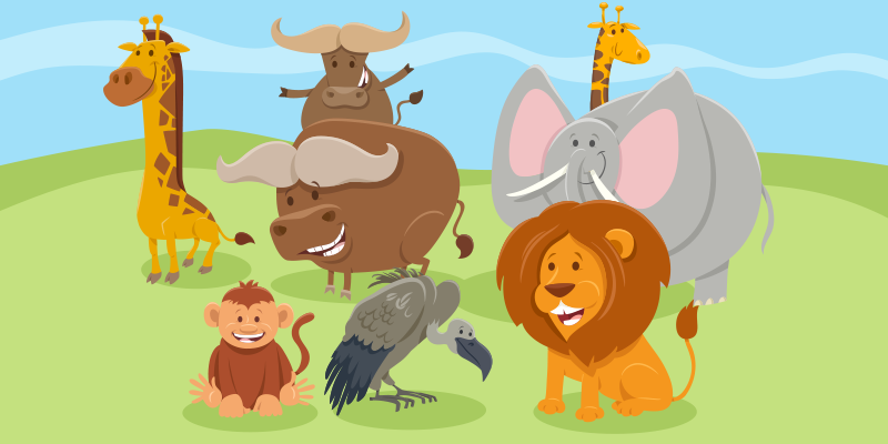 Colored Animal for kids animal print vinyl rug - TenStickers