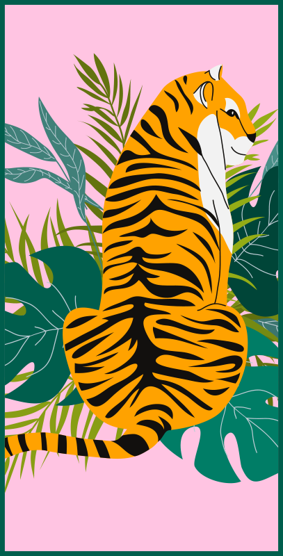 Tropical tiger scene animal vinyl rug - TenStickers