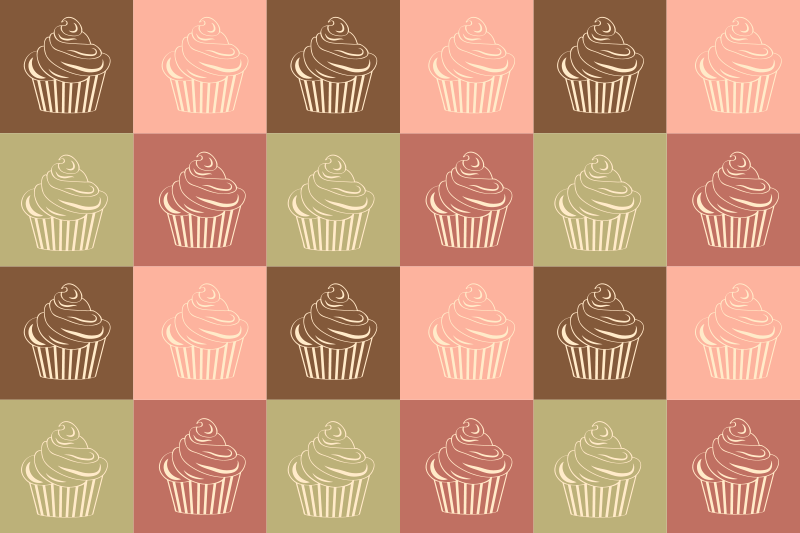 Cupcake Pattern Play vinyl rug - TenStickers