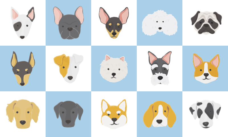 Dog breeds cartoon animal vinyl rug - TenStickers