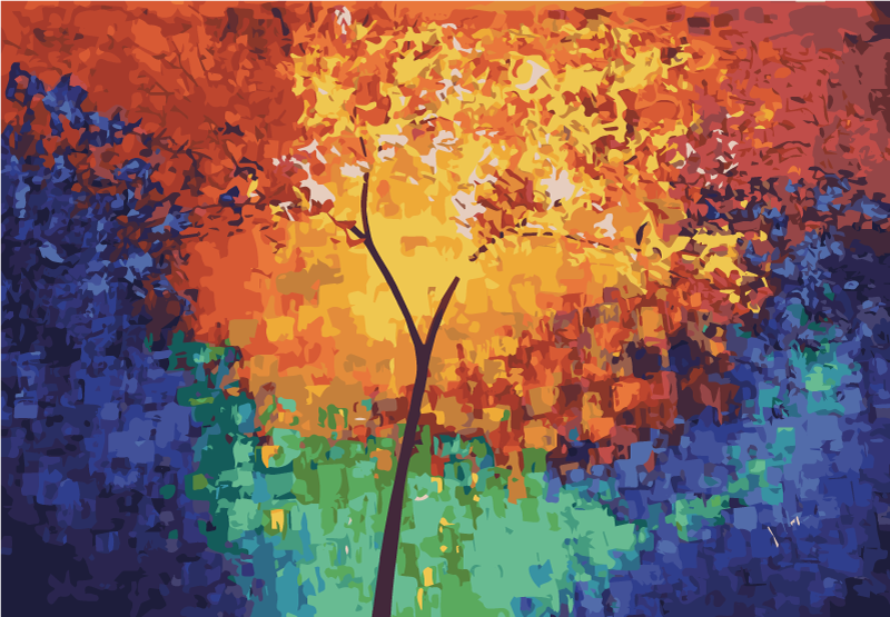 Modern art colorful tree modern rug - TenStickers