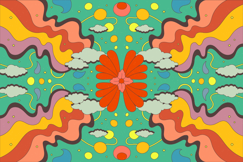 Vibrant Ffloral waves nature vinyl rug - TenStickers