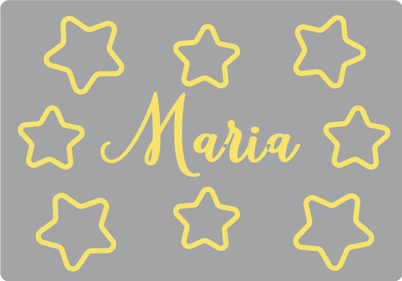 Starry yellow name vinyl rug - TenStickers