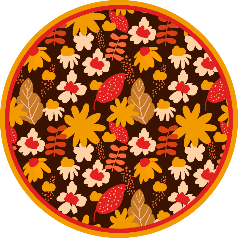 Floral Cheerful Motif flower vinyl rug - TenStickers