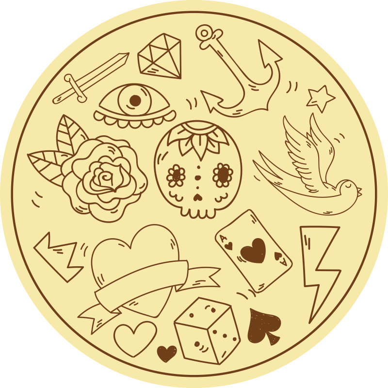 Tattoo symbols teenager vinyl rug - TenStickers