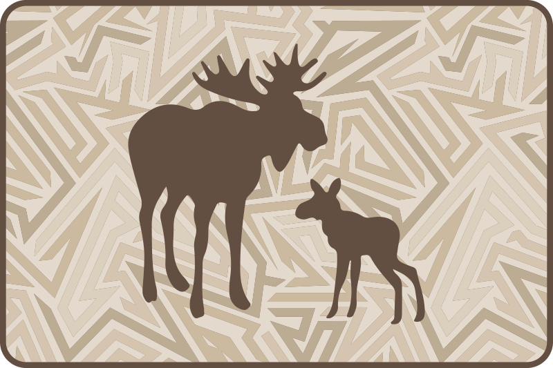 Silhouette moose and calf ethnic vinyl rug - TenStickers