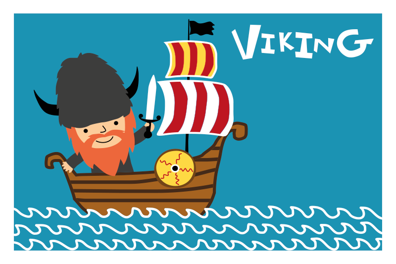 Smiling viking boy with helmet ethnic rug - TenStickers