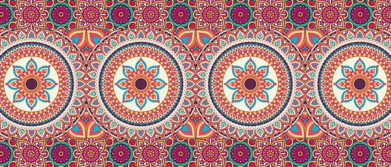 Colourful mandala patchwork tile carpet - TenStickers